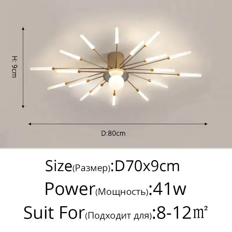 Modern gold-toned decorbites led chandelier with frosted glass rods for kids room bedroom hall lighting fixture