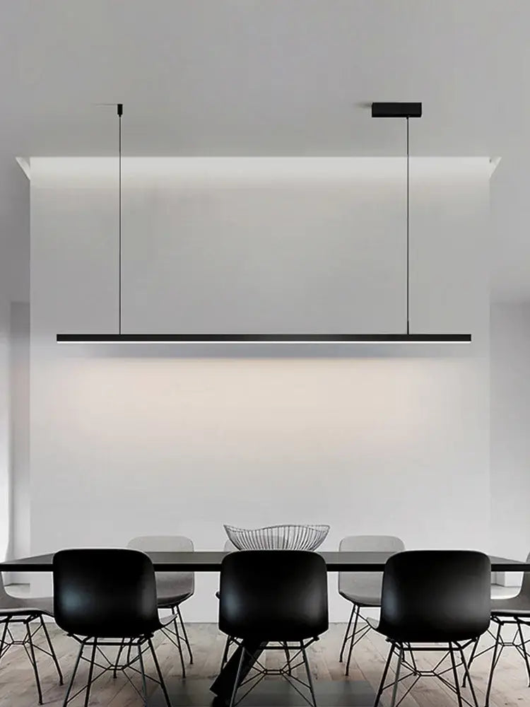 Minimalist black linear decorbites led chandelier with sleek modern design for nordic dining room and kitchen lighting
