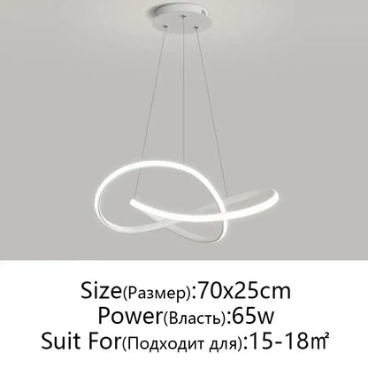 Modern white decorbites led chandelier light with sleek intertwined circular aluminum and acrylic design for dining room
