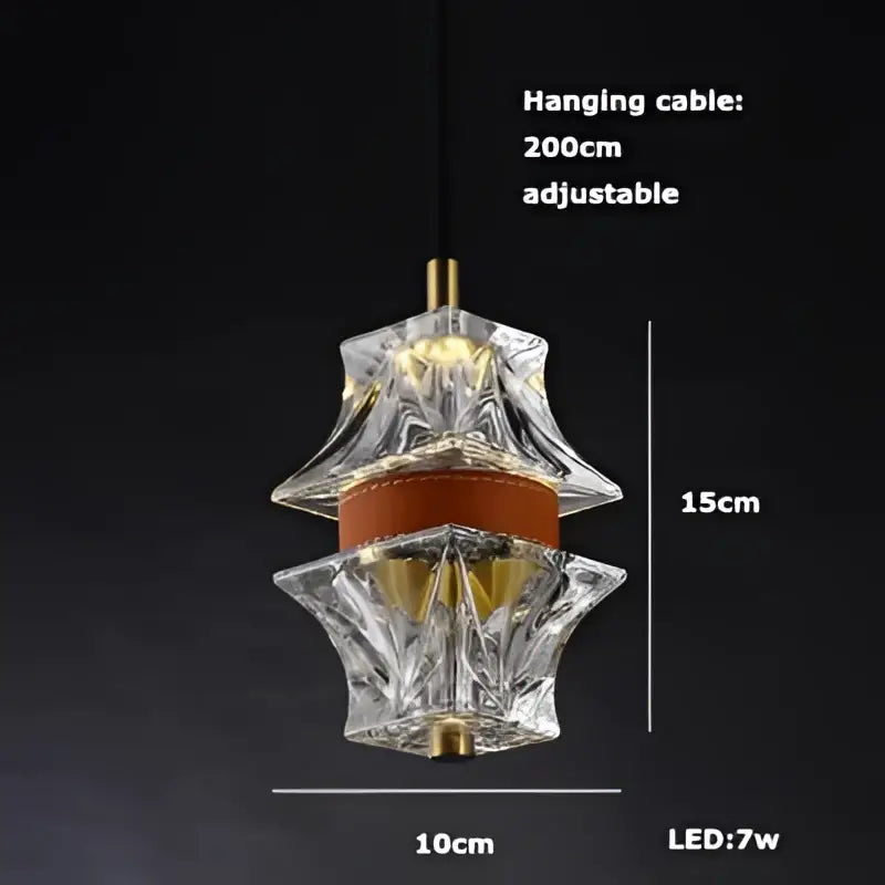 Decorbites led chandelier with tiered faceted crystal design and gold-toned metal accents for dining room lighting