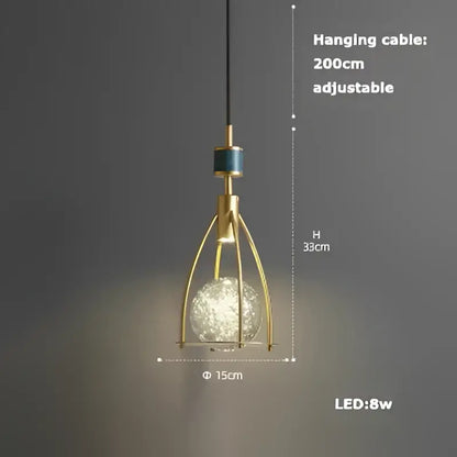 Gold-toned cage decorbites led chandelier with frosted glass globe bulb for dining room led chandelier lighting