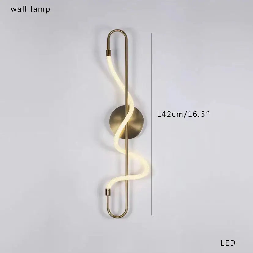 Brass-finished decorbites led chandelier wall lamp with sleek curved led light tube for modern home decor