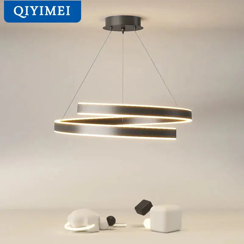 Modern black circular led chandelier lights with sleek minimalist design and warm ambient lighting for indoor use