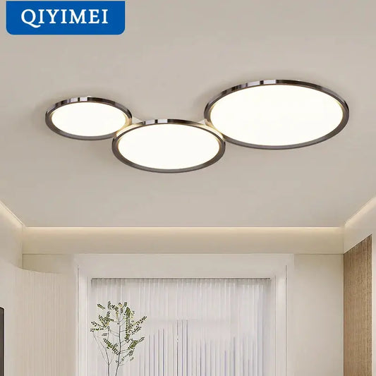 Modern three-circle decorbites led chandelier with sleek chrome frames and soft white illumination for indoor living spaces
