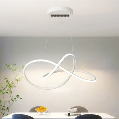 Modern white infinity-shaped decorbites led chandelier lights with sleek minimalist design for indoor room decor
