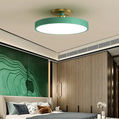 DecorBites teal circular led chandelier lights with a gold-toned central fixture for modern indoor lighting