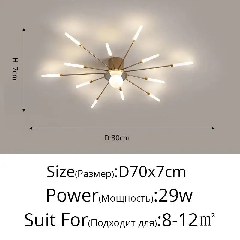 Modern brass-finished decorbites led chandelier lights with white cylindrical bulbs for indoor living room lighting