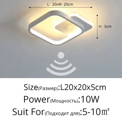 Modern white decorbites led chandelier with sleek square design and integrated pir motion sensor for indoor lighting
