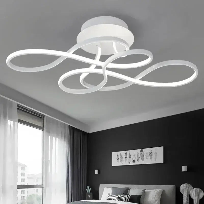 White led ceiling lamp with elegant intertwined loop design modern ceiling lamp for living dining bedroom lighting