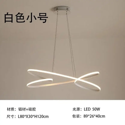 Modern white decorbites led chandelier with sleek aluminum silicone construction and intertwined ring design for indoor use