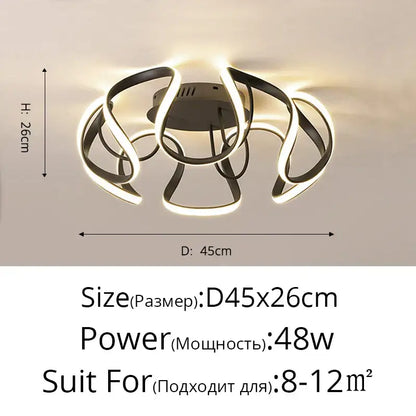 Modern black metal DecorBites LED chandelier with glowing LED rings for indoor living room bedroom lighting