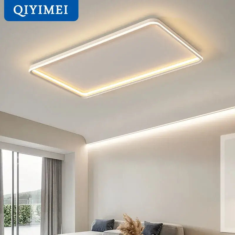 Decorbites led chandelier modern rectangular white frame with warm led illumination for indoor living spaces