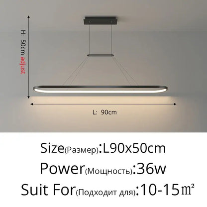 Modern minimalist decorbites led chandelier pendant light with black rectangular frame and soft white illumination