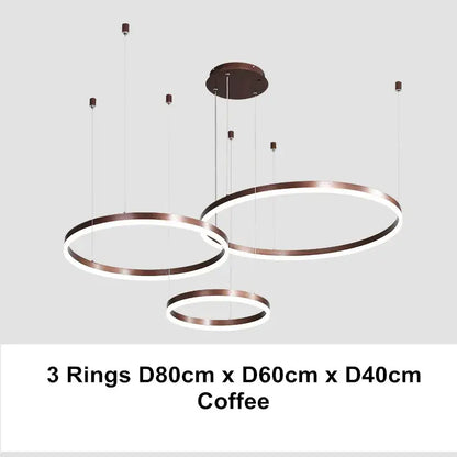 Modern coffee gold decorbites led chandelier pendant light featuring three interlocking led chandelier rings with dimmable finish