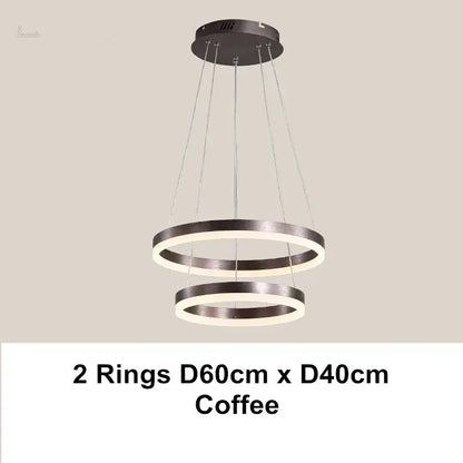 Modern coffee-colored decorbites led chandelier pendant light with metallic finish and integrated led chandelier rings