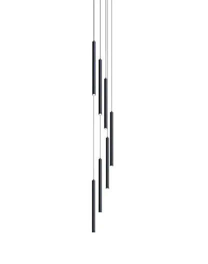 Modern black cylindrical decorbites led chandelier stairs pendant with sleek minimalist design for hotel lobby decor