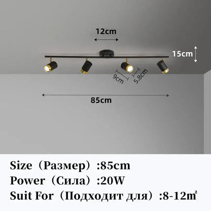 Black and gold decorbites led chandelier with four adjustable spotlights for living room and bedroom ceiling decor