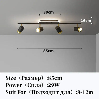 Black and gold DecorBites LED chandelier with four adjustable spotlights for living room and bedroom ceiling decor