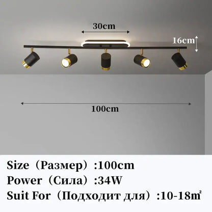 Decorbites led chandelier black and gold modern track lighting with five adjustable spotlights for living room ceiling decor