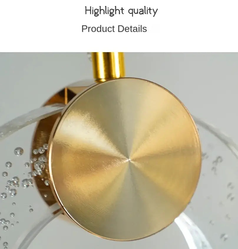 Decorbites™ led crystal pendant light with gold-toned circular pendant and clear glass accents for bedroom and bathroom