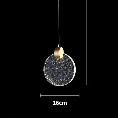 DecorBites™ led crystal pendant light with black speckled glass shade and gold hardware for bedroom and bathroom