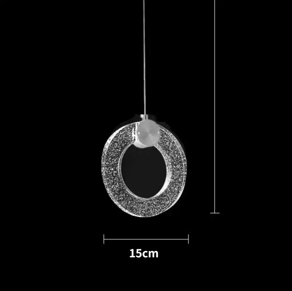 DecorBites™ led crystal pendant light with 15cm glittery circular design and smooth metallic cap for bedroom and bathroom
