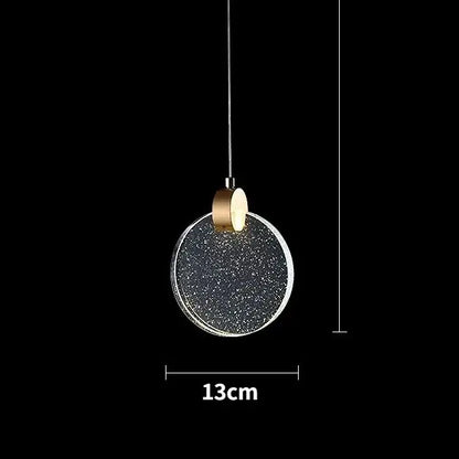 Decorbites™ led crystal pendant light with black speckled glass face and gold accents for bedroom and bathroom use