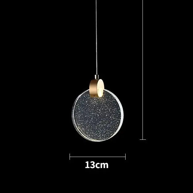 Decorbites™ led crystal pendant light with black speckled glass face and gold accents for bedroom and bathroom use