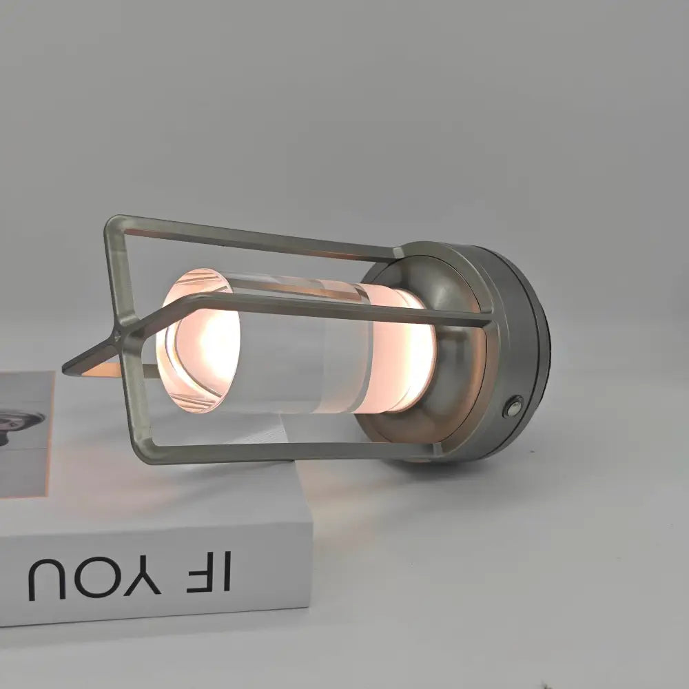 Decorbites™ sleek metallic led crystal table lamp with clear glass enclosure rechargeable bedside lamp