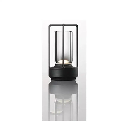 Decorbites™ led crystal table lamp with black frame clear glass cylinder and rechargeable touch night light
