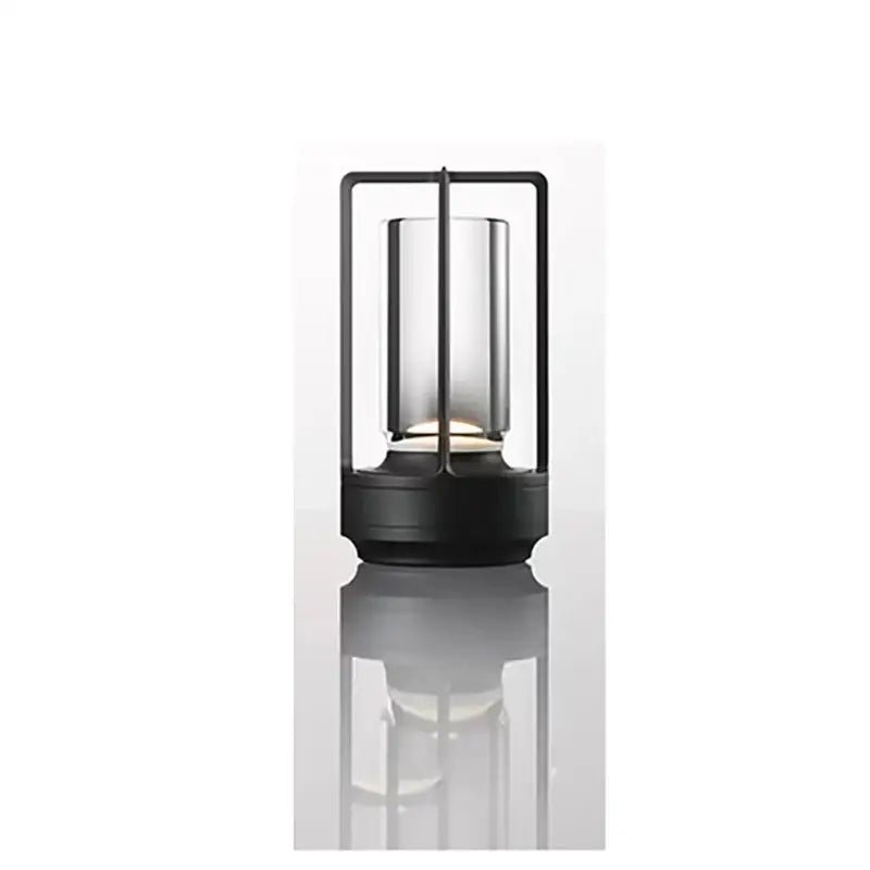 Decorbites™ led crystal table lamp with black frame clear glass cylinder and rechargeable touch night light