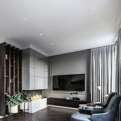 Modern gray wall-mounted television with sleek frame complements decorbites led frameless recessed downlight design