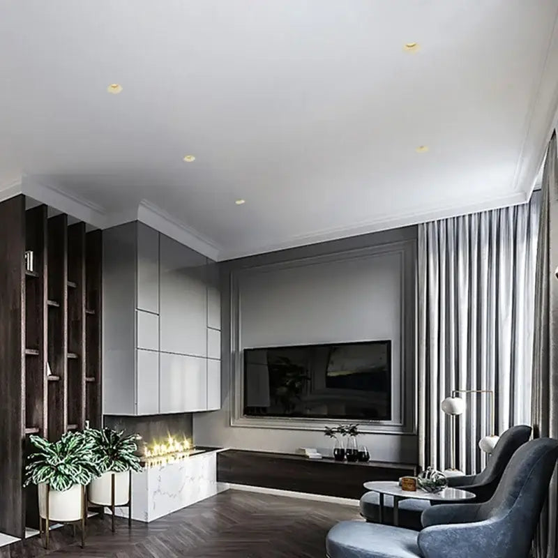 Modern gray wall-mounted television with sleek frame complements decorbites led frameless recessed downlight design