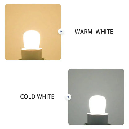 Warm white and cold white decorbites led fridge bulbs with frosted glass domes and internal filaments for efficient lighting