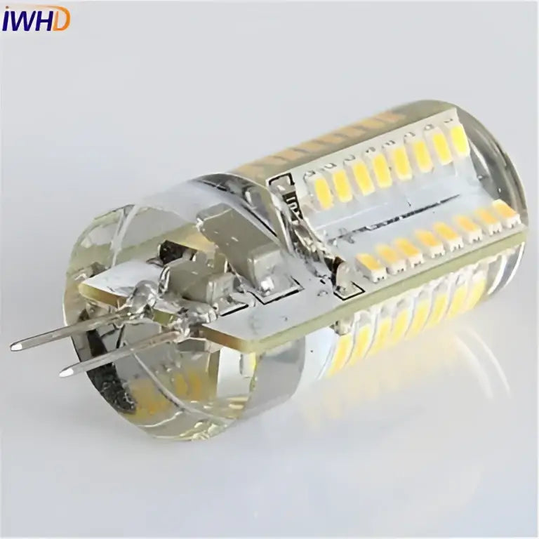 Clear glass decorbites led g4 bulb with 48 yellowish leds in rows and metallic base for chandeliers 3w 12v