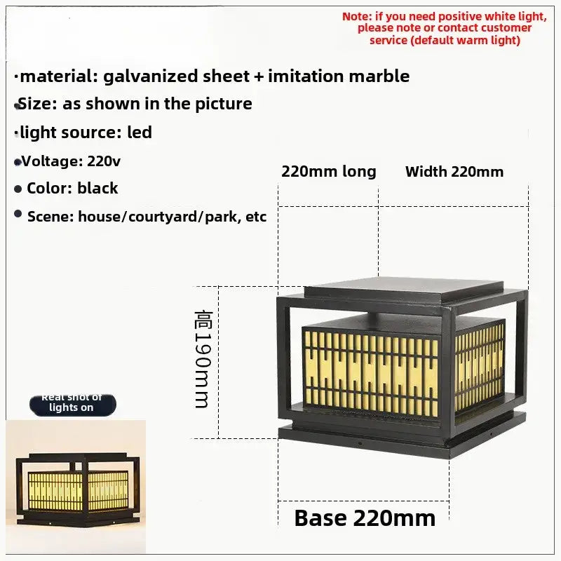 Black square outdoor garden light by decorbites led garden with galvanized metal frame and imitation marble panels illuminated