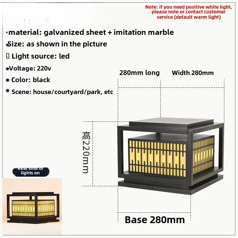 Black square outdoor garden light with imitation marble panels and led lighting by DecorBites led garden series