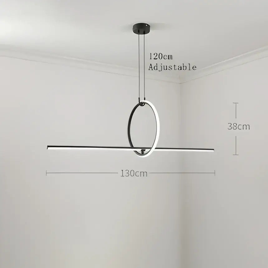 Modern minimalist decorbites led geometric pendant lights with black and white circular design and adjustable 120cm hanging length