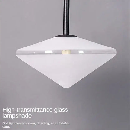 DecorBites™ LED glass art wall lamp with sleek diamond-shaped high-transmittance frosted white glass lampshade