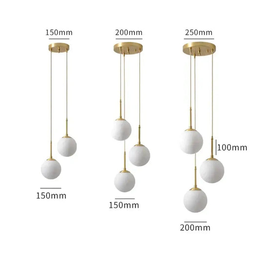 Decorbites led glass ball chandelier features modern minimalist pendant lights with white frosted glass spheres and gold fixtures