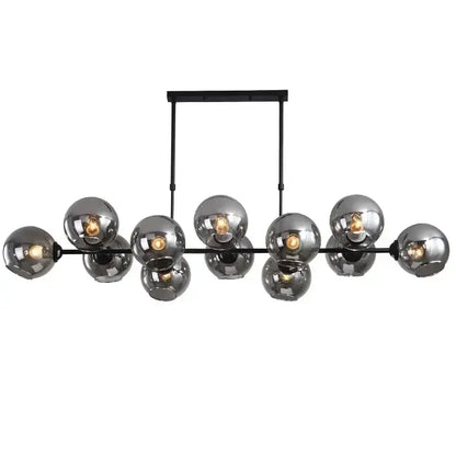 Black metal DecorBites led glass pendant light with multiple spherical led glass ball shades for dining and kitchen decor