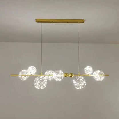Gold-toned decorbites led glass bulb pendant light with clear glass spheres and embedded led lights modern design
