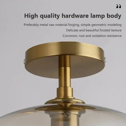 Brass-finished decorbites led glass ceiling light with sleek geometric body and frosted texture for modern rooms