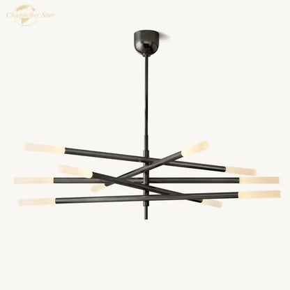 Modern black metal decorbites led glass chandelier with six warm led lights for dining room kitchen bedroom lighting