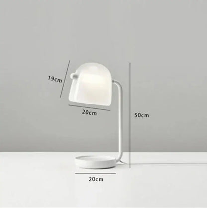 Minimalist white decorbites led glass floor lamp with translucent dome shade and sleek metal base for modern living room lighting