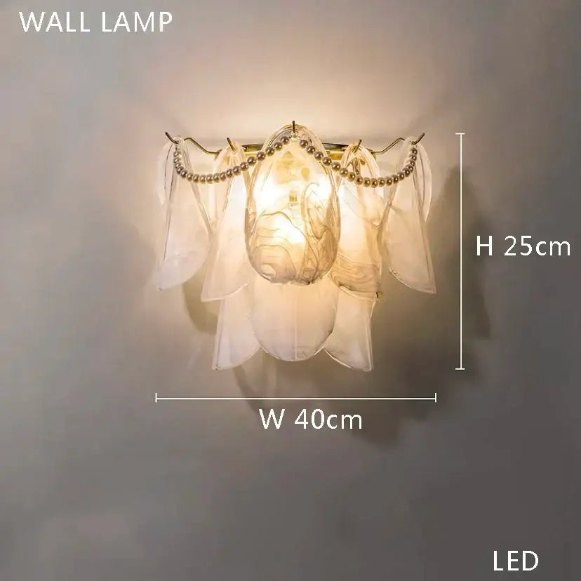 Elegant white sheer fabric pendant light with gold-toned metal accents by DecorBites led glass hanging lamp