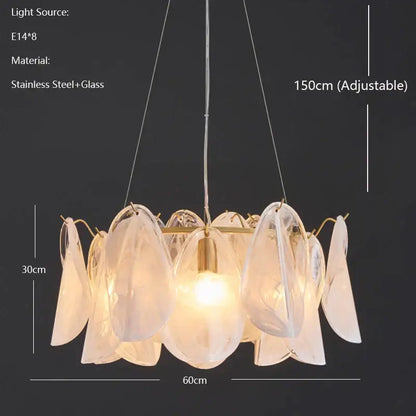 Elegant decorbites led glass pendant light with teardrop glass shades and gold-toned frame in modern design
