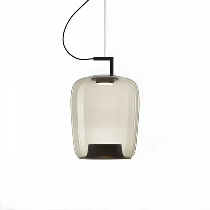 A sleek translucent glass pendant chandelier with black metal fixture by DecorBites led glass for kitchen dining