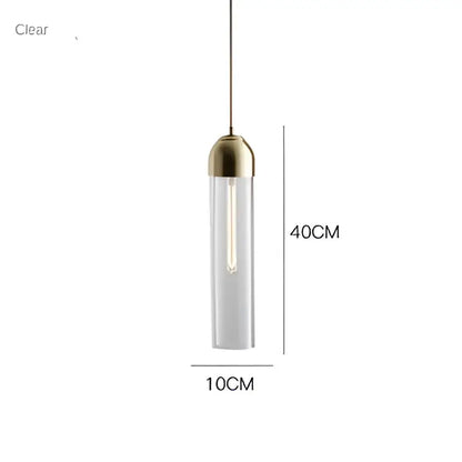 DecorBites led glass pendant chandelier with clear glass cylinder and brass top cap ideal for kitchen and bar decor