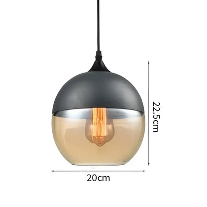 Decorbites led glass pendant lamp with matte black upper half and amber glass lower half for modern interiors